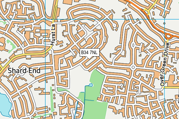 B34 7NL map - OS VectorMap District (Ordnance Survey)