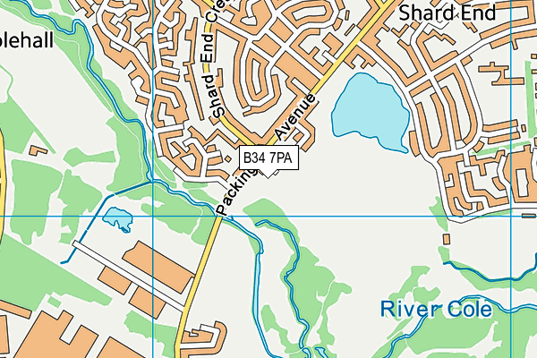 B34 7PA map - OS VectorMap District (Ordnance Survey)