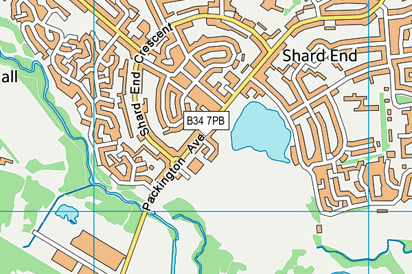 B34 7PB map - OS VectorMap District (Ordnance Survey)