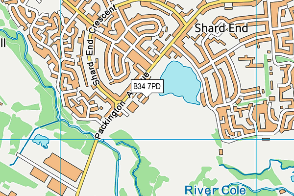 B34 7PD map - OS VectorMap District (Ordnance Survey)