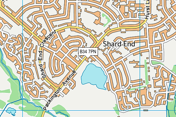 B34 7PN map - OS VectorMap District (Ordnance Survey)