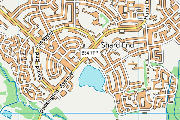 B34 7PP map - OS VectorMap District (Ordnance Survey)