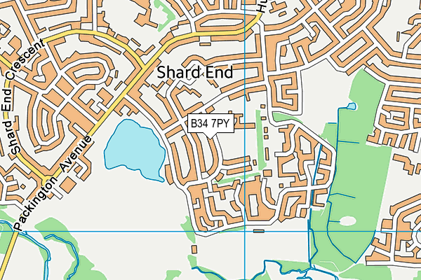 B34 7PY map - OS VectorMap District (Ordnance Survey)