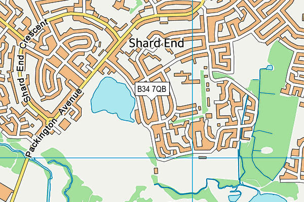 B34 7QB map - OS VectorMap District (Ordnance Survey)