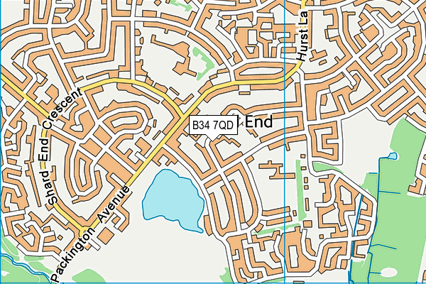 B34 7QD map - OS VectorMap District (Ordnance Survey)