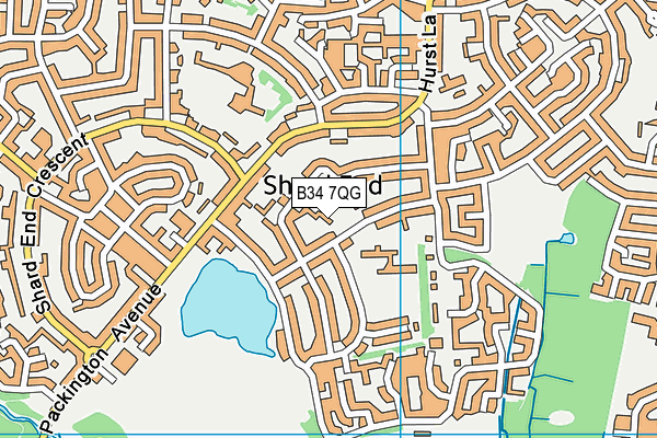 B34 7QG map - OS VectorMap District (Ordnance Survey)