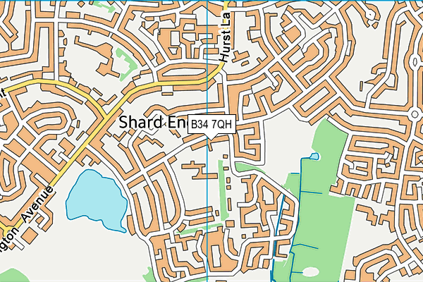 B34 7QH map - OS VectorMap District (Ordnance Survey)