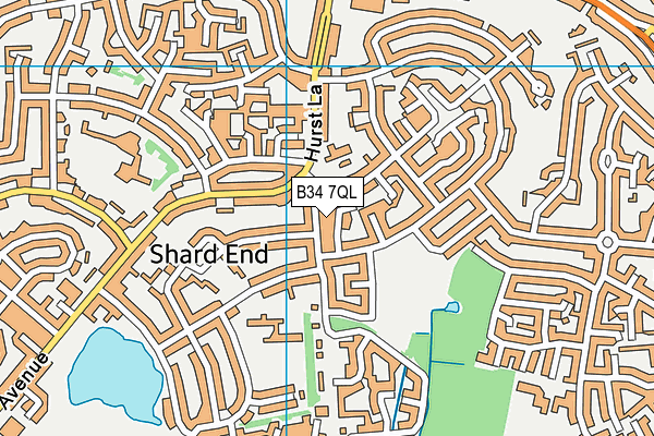 B34 7QL map - OS VectorMap District (Ordnance Survey)