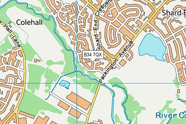 B34 7QX map - OS VectorMap District (Ordnance Survey)