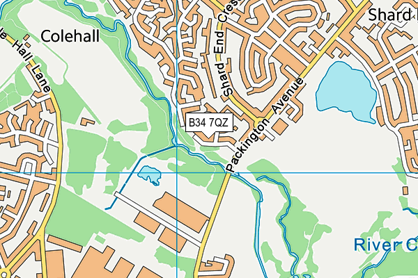 B34 7QZ map - OS VectorMap District (Ordnance Survey)