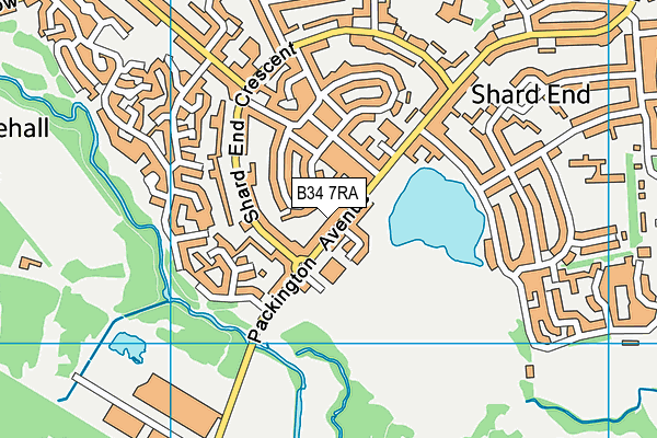 B34 7RA map - OS VectorMap District (Ordnance Survey)