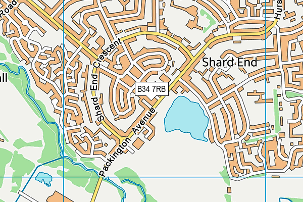 B34 7RB map - OS VectorMap District (Ordnance Survey)