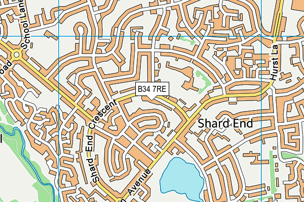 B34 7RE map - OS VectorMap District (Ordnance Survey)