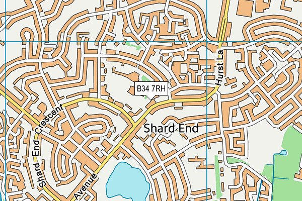 B34 7RH map - OS VectorMap District (Ordnance Survey)