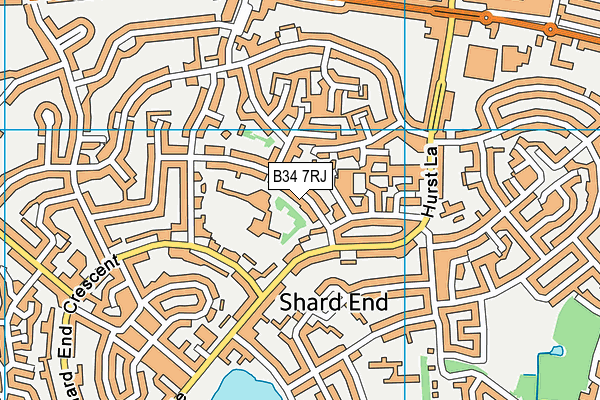 B34 7RJ map - OS VectorMap District (Ordnance Survey)