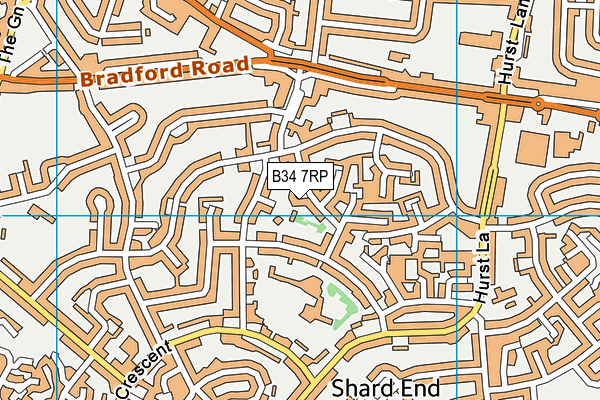 B34 7RP map - OS VectorMap District (Ordnance Survey)