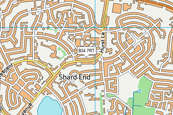 B34 7RT map - OS VectorMap District (Ordnance Survey)