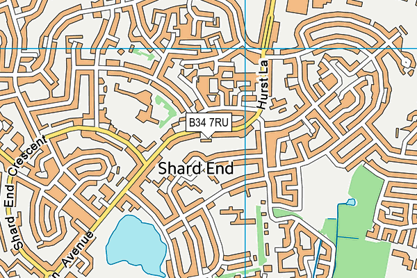 B34 7RU map - OS VectorMap District (Ordnance Survey)