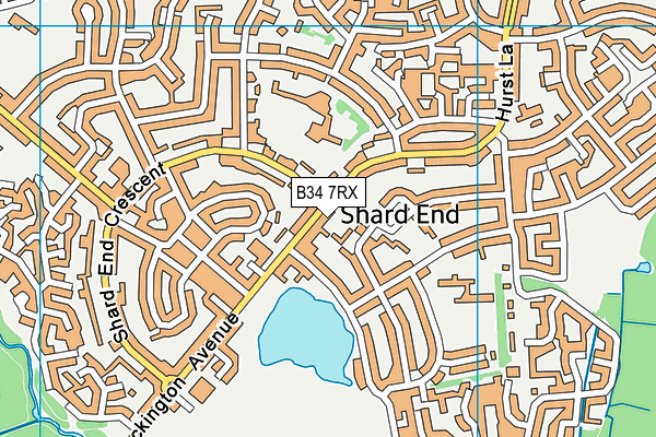 B34 7RX map - OS VectorMap District (Ordnance Survey)