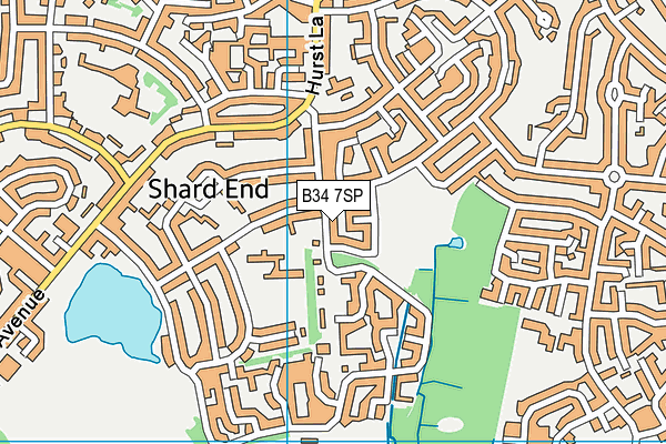 B34 7SP map - OS VectorMap District (Ordnance Survey)