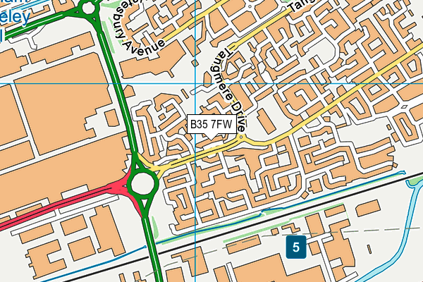 B35 7FW map - OS VectorMap District (Ordnance Survey)