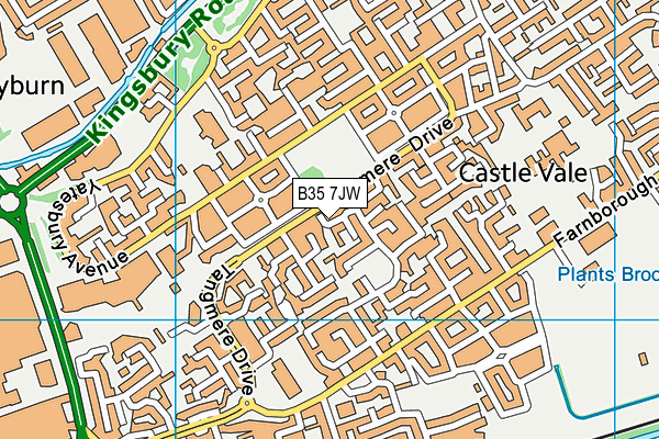 B35 7JW map - OS VectorMap District (Ordnance Survey)