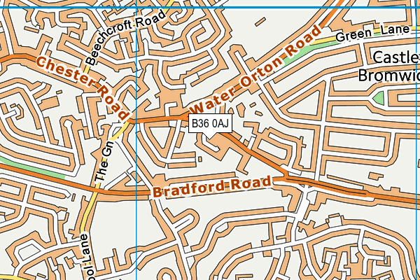 B36 0AJ map - OS VectorMap District (Ordnance Survey)