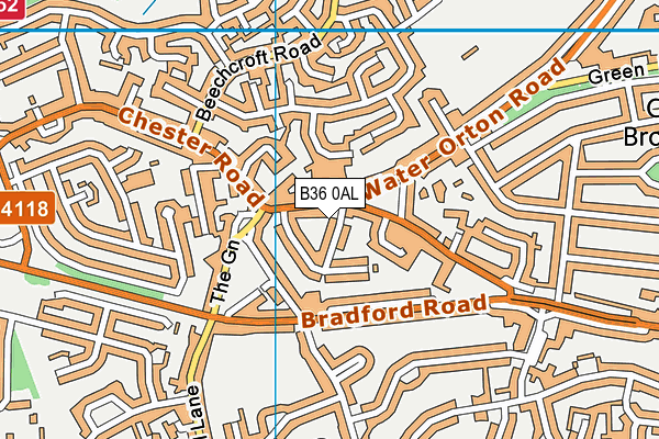 B36 0AL map - OS VectorMap District (Ordnance Survey)