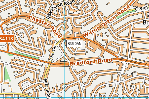 B36 0AN map - OS VectorMap District (Ordnance Survey)