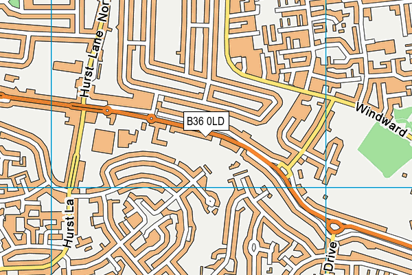 B36 0LD map - OS VectorMap District (Ordnance Survey)