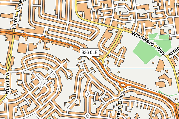 B36 0LE map - OS VectorMap District (Ordnance Survey)