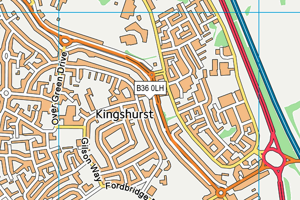 B36 0LH map - OS VectorMap District (Ordnance Survey)