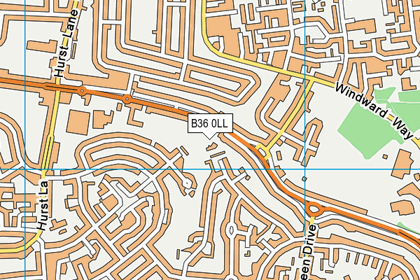 B36 0LL map - OS VectorMap District (Ordnance Survey)