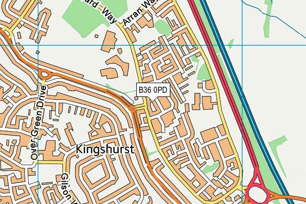 B36 0PD map - OS VectorMap District (Ordnance Survey)