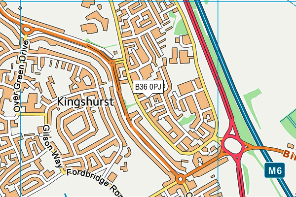 B36 0PJ map - OS VectorMap District (Ordnance Survey)