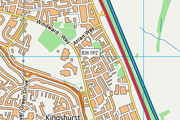 B36 0PZ map - OS VectorMap District (Ordnance Survey)