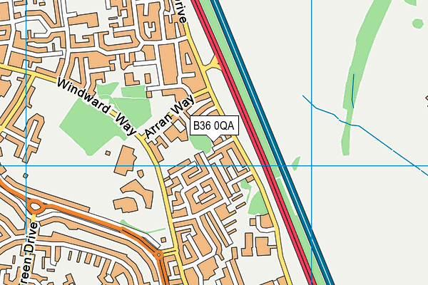 B36 0QA map - OS VectorMap District (Ordnance Survey)