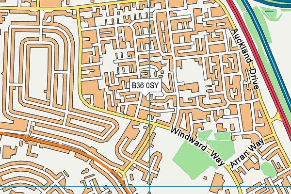 B36 0SY map - OS VectorMap District (Ordnance Survey)