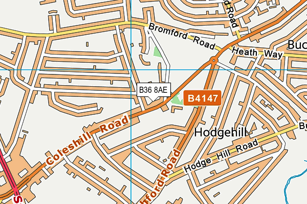 B36 8AE map - OS VectorMap District (Ordnance Survey)