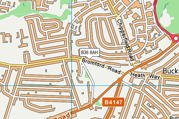 B36 8AH map - OS VectorMap District (Ordnance Survey)