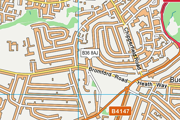 B36 8AJ map - OS VectorMap District (Ordnance Survey)