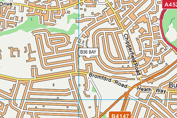 B36 8AY map - OS VectorMap District (Ordnance Survey)