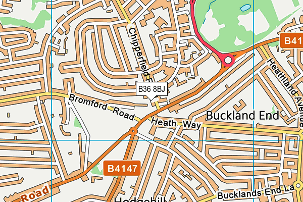 B36 8BJ map - OS VectorMap District (Ordnance Survey)