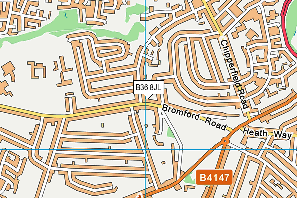 B36 8JL map - OS VectorMap District (Ordnance Survey)