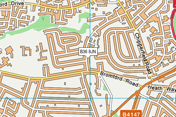 B36 8JN map - OS VectorMap District (Ordnance Survey)