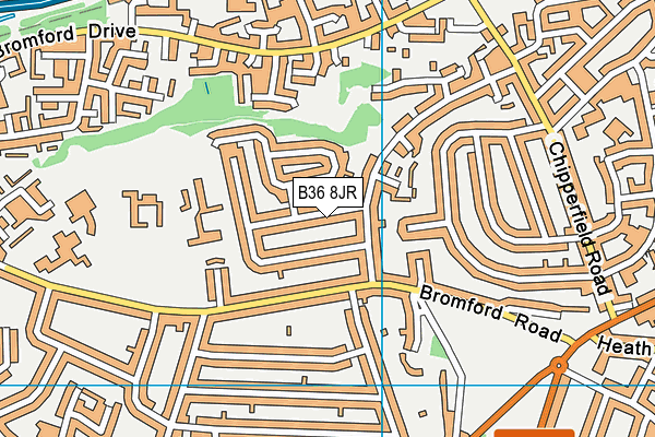 B36 8JR map - OS VectorMap District (Ordnance Survey)