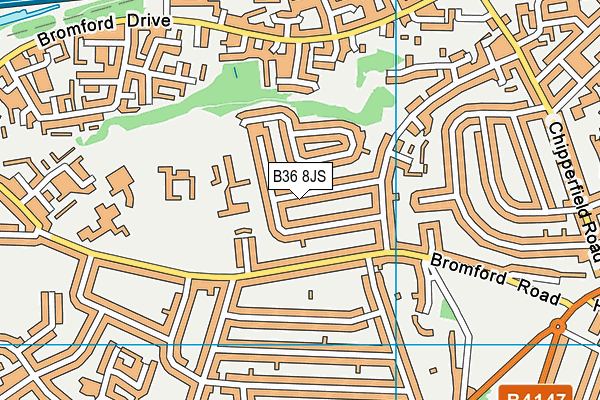 B36 8JS map - OS VectorMap District (Ordnance Survey)