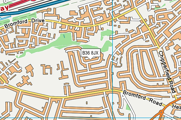 B36 8JX map - OS VectorMap District (Ordnance Survey)