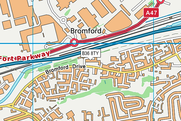 B36 8TY map - OS VectorMap District (Ordnance Survey)