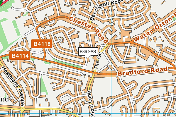 B36 9AS map - OS VectorMap District (Ordnance Survey)